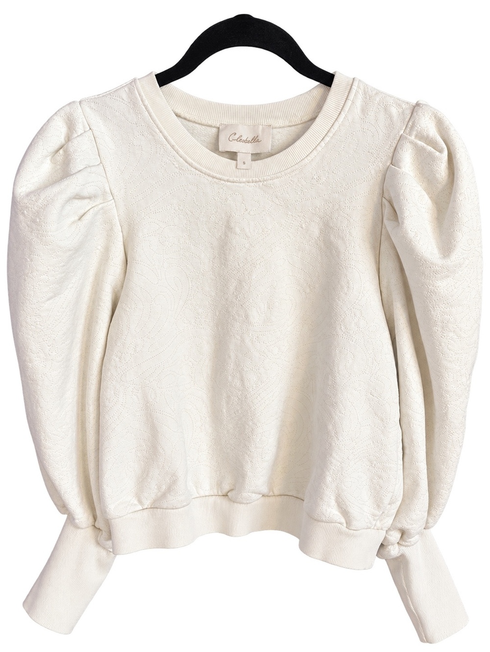 Cleobella ivory paisley puff-sleeve sweatshirt, size S